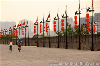 Cycling on the ancient City Wall, Xi'an