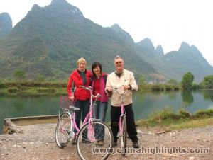 Our tourists and tour guide are in Yangshou-Baisha